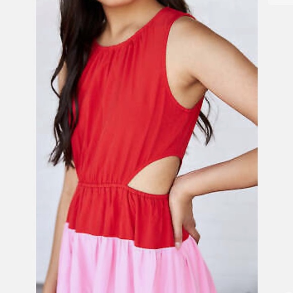 Fab’rik maxi dress with cutouts - red and pink - Picture 6 of 6